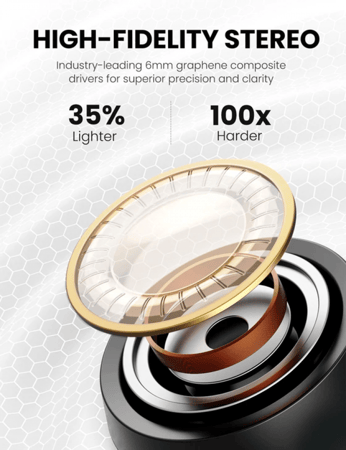 يوجرين - سماعة اذن لاسلكية ترو هاي تون T1 بلوتوث 5.0 (أسود)