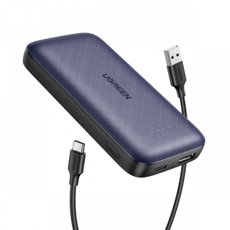 يوجرين - بطارية متنقلة شاحن متنقل شحن سريع PD 10000mAh بقوة 20 واط USB-A+USB-C - (ازرق داكن)