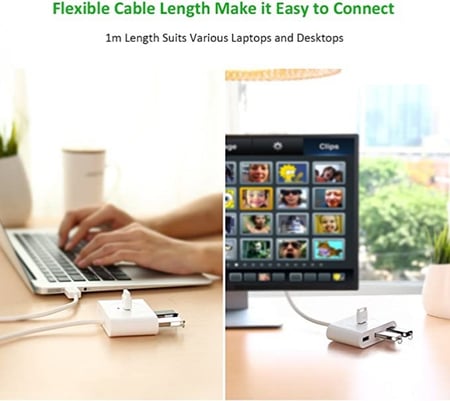 يوجرين - موزع يو اس بي 3.0 من مخرج الى 4 مخارج - ابيض