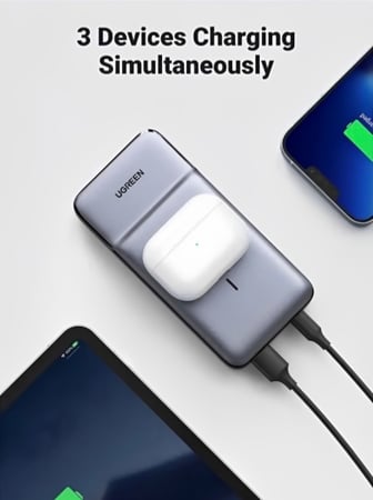 يوجرين - بطارية متنقلة 10الف مللي أمبير مغناطيسي 20 واط سريع الشحن مع قاعده لتثبيت الجوال