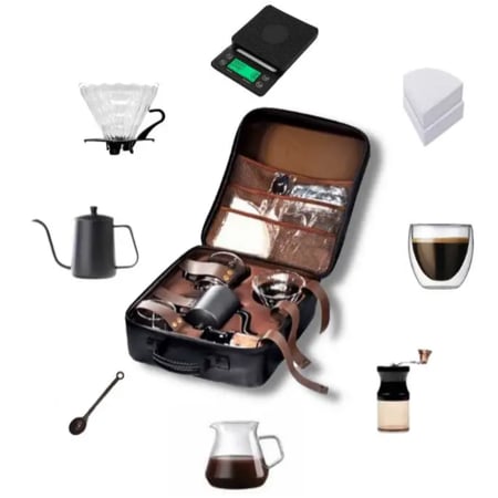 حقيبة تحضير قهوة مختصة، طقم يحتوي على 8 قطع