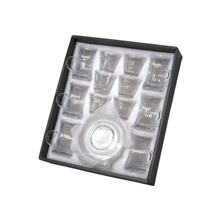 طقم فناجيل وبيالات شفاف 18 قطعة