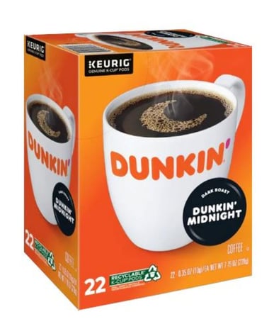 كبسولات قهوة داكنة من دانكن  | 22 كبسولة