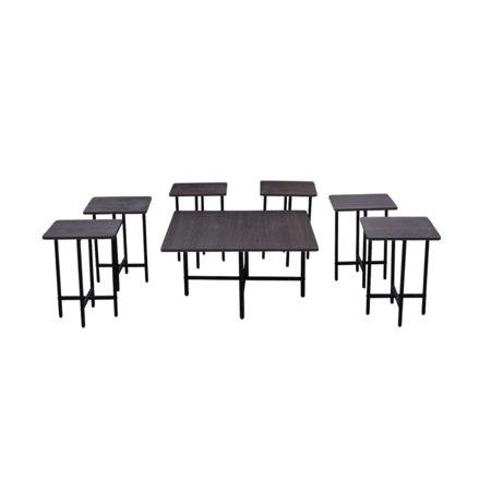 طقم طاولات شاي مستطيل بتصميم أنيق لون خشبي