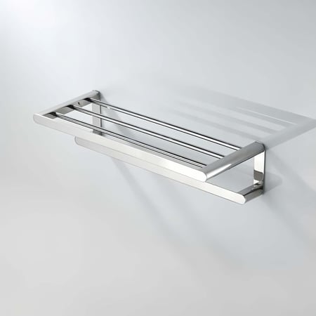 رف مناشف كروم لماع دبل مقاوم للصدا
