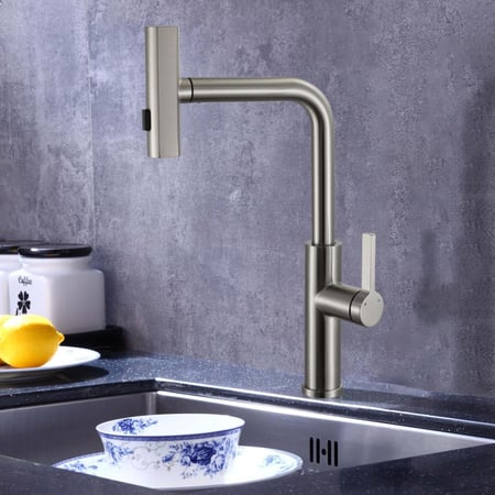 خلاط مطبخ نحاس سحاب مقاوم للصدأ لون كروم غامق