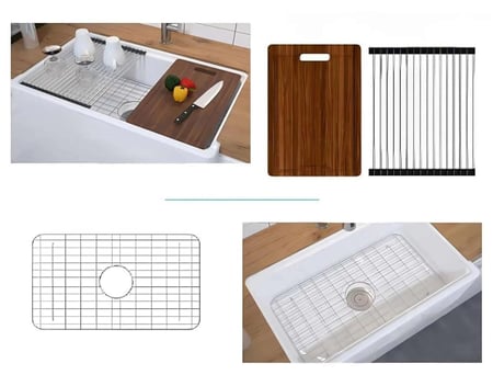 حوض مطبخ راقي من البورسلان مع اكسسوارات 83x50 مقاوم للتشقق والخدش