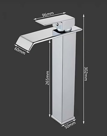 خلاط مغسلة طويل بارد حار ستانلس ستيل بنظام شلال مياه