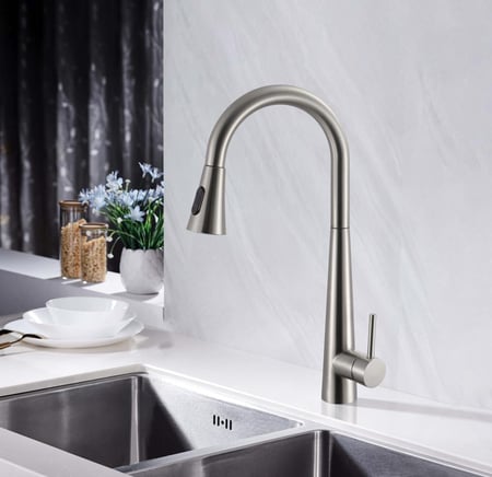 خلاط مطبخ نحاس سحاب مقاوم للصدأ لون كروم