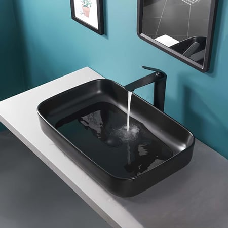 حوض مغسلة خارجي  اسود 60x34 مستطيل