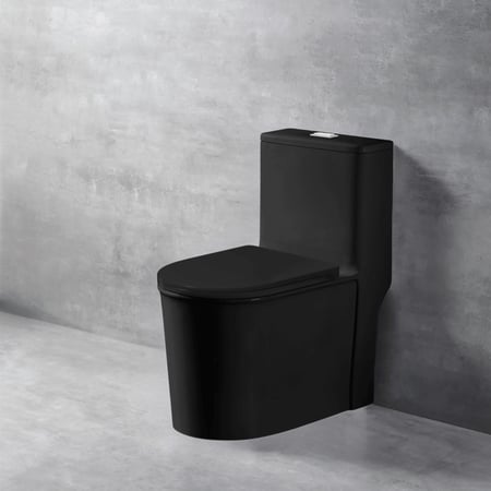 كرسي حمام أفرنجي دفع وشفط مقاس 30 سم ماركة AUSHEN أسود