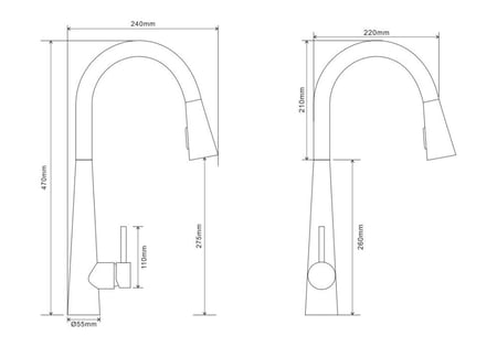 خلاط مطبخ نحاس سحاب مقاوم للصدأ لون اسود