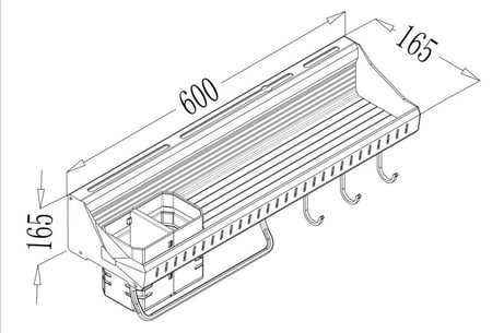 رف تخزين المنيوم 60سم مقاوم للصدا والتاكل