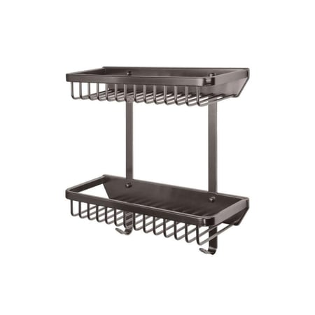 إستاند إكسسوارات حمام دبل ألمنيوم مقاوم للصدأ اللون رصاصي