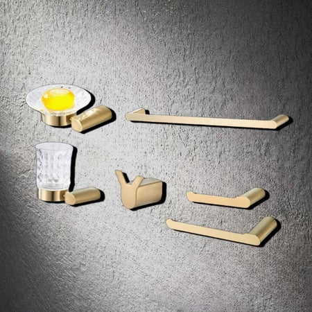طقم اكسسوارات حمام ذهبي 5 قطع ماركة AUSHEN