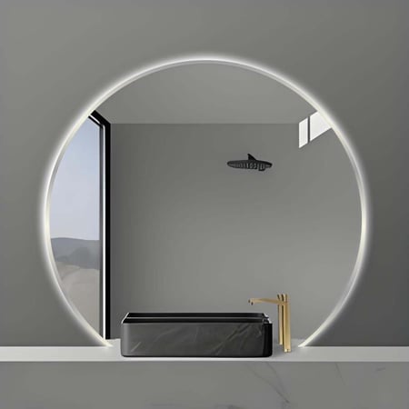 مراية 70سم دائري ليد LED ثلاثة الوان بنظام أضائة تدريجية اطار ستانلس ستيل