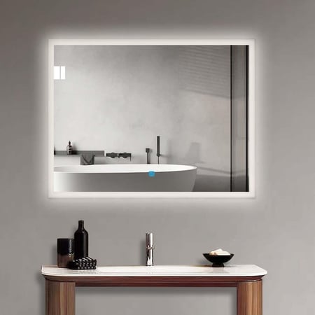 مراية مربع ليد LED ثلاثة ألوان 100x80 بنظام إضاءة تدريجية