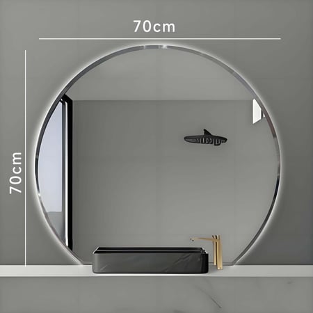 مراية 70سم دائري ليد LED ثلاثة الوان بنظام أضائة تدريجية اطار ستانلس ستيل