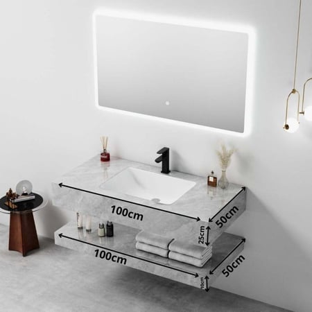 مغسلة ديكور بورسلان بلمسة رخامية قص ليزر 100x50 رمادي