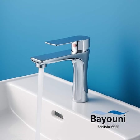 خلاط مغسلة نحاس حار بارد  لون كروم ماركة ZINTH