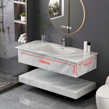 مغسلة ديكور رخام حجر طبيعي قص ليزر 100*50 لون ابيض