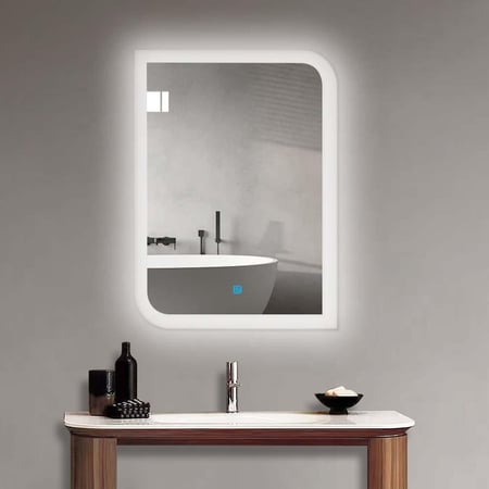 مراية مستطيلة ليد LED بثلاثة ألوان 80x60 بإضاءة تدريجية