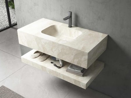 مغسلة ديكور بورسلان بلمسة رخامية 50x80 قص ليزر بيج