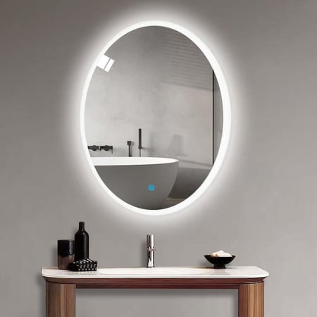 مراية بيضوي ليد LED ثلاثة الوان 80x60 بنظام إضاءة تدريجية