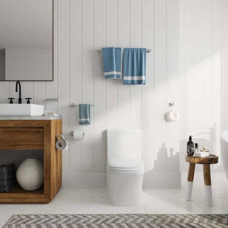 طقم اكسسوارات حمام كروم لماع  اسطواني 6 قطع ماركة AUSHEN