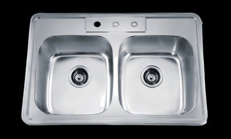 مجلى مطبخ حوضين مقاس 84x56 مصنوع من الستايل ستيل ماركة AUSHEN