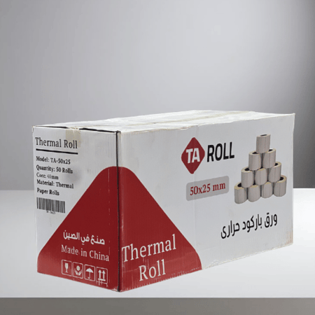 TA 50 25 TA ROLL كرتون ملصقات باركود حرارية 50x25 مم 50 رول