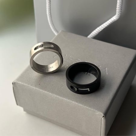 خاتم ميسيكا  اسود -فضي