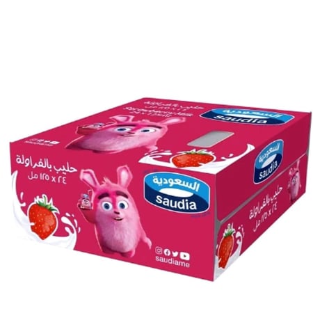 حليب السعودية بالفراولة 125مل24حبة
