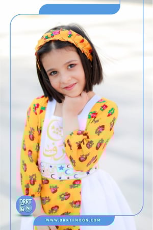 فستان شالكي برتقالي حزام بناتي