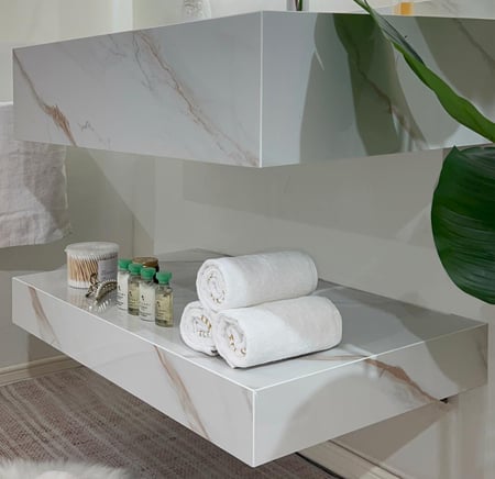 مغسلة  ديكور 80 سم رخام صناعي (حجر) حوض ليزر - لون سكري