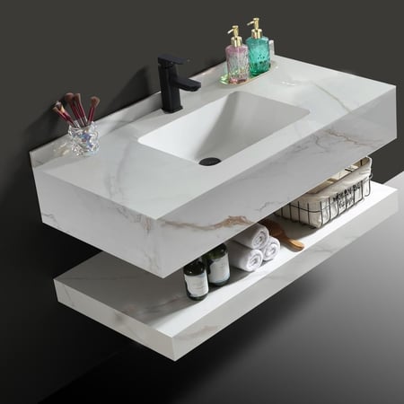 مغسلة  ديكور 80 سم رخام صناعي (حجر) حوض ليزر - لون سكري