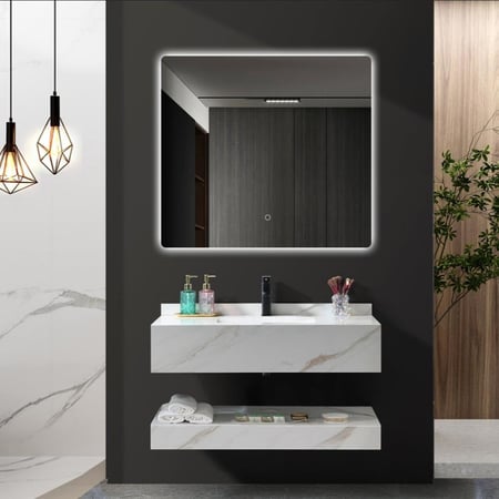 مغسلة  ديكور 80 سم رخام صناعي (حجر) حوض ليزر - لون سكري