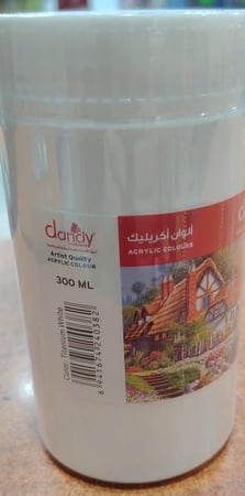 لون أكريليك أبيض 300 مل داندي | White Acrylic Paint, 300 ml Dandy