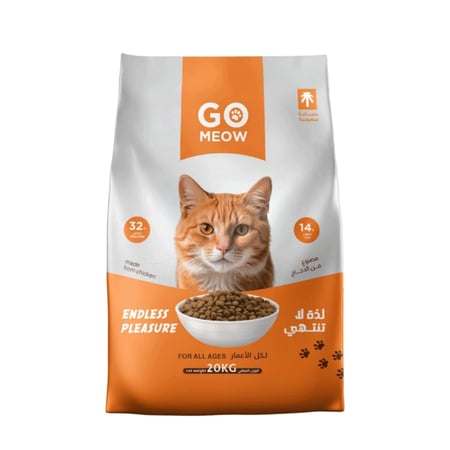 قو مياو طعام جاف 20 كجم للقطط لجميع الأعمار بنكهة الدجاج