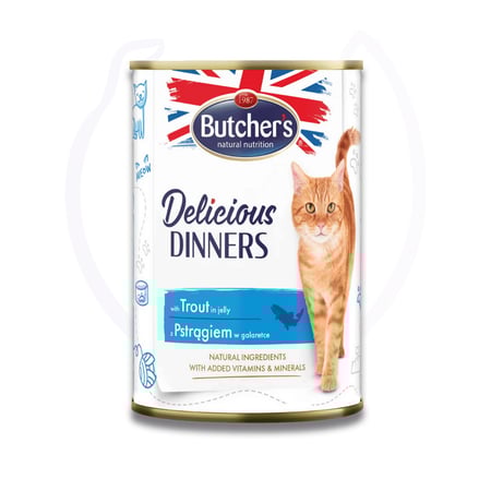 بوتشرز ديليشوس دينر قطع سالمون تروت في الجيلي 400غ