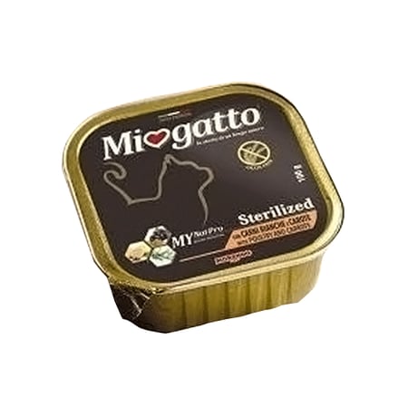 طعام رطب للقطط – ميو جاتو لحم بقري مع الجزر 100 جم