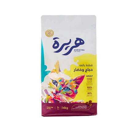 هريرة طعام جاف للقطط البالغة بنكهة الدجاج والخضار – 14 كجم