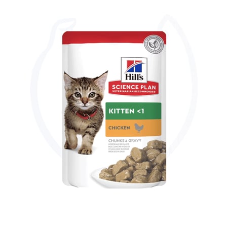 هيلز طعام رطب للقطط الصغيرة – قطع دجاج في المرق 85غ (ظرف)