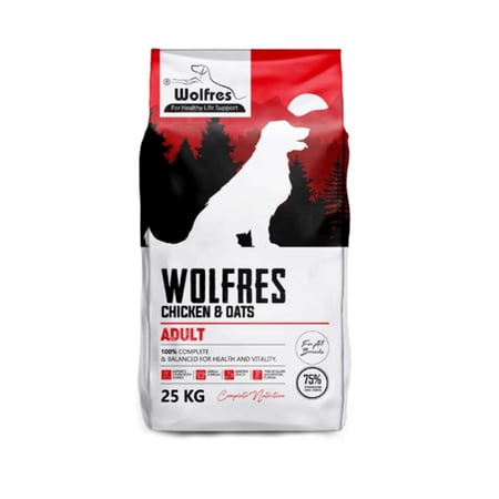 وولفريس  طعام جاف للكلاب بالدجاج والشوفان والأسماك | 25 كجم