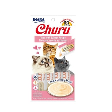 إنابا تشورو  مكافآت كريمية للقطط بالتونة والسلمون 4×14 غ