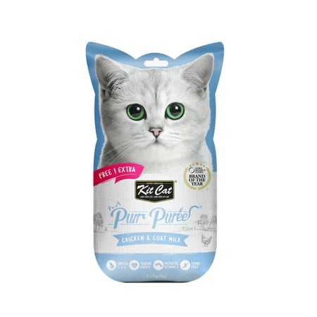 كت كات مكافآت للقطط بنكهة الدجاج وحليب الماعز | (4+1) × 15 غ