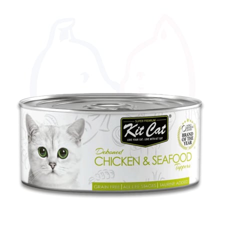 كت كات معلبات دجاج منزوع العظم مع المأكولات البحرية 80غ