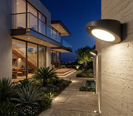 وحدة إضاءة جدارية LED بالطاقة الشمسية مع حساس حركة –6واط – IP65 – الواجهات والمداخل والممرات.