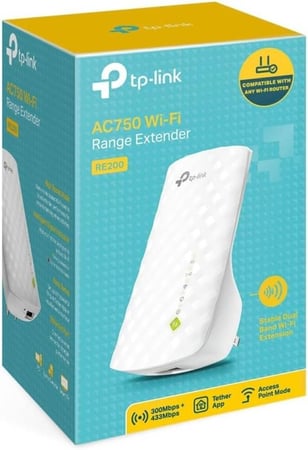 موسع واي فاي TP-Link RE200 AC750 مزدوج النطاق أبيض