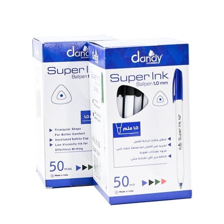اقلام حبر داندي لون ازرق  علبه 50 قلم